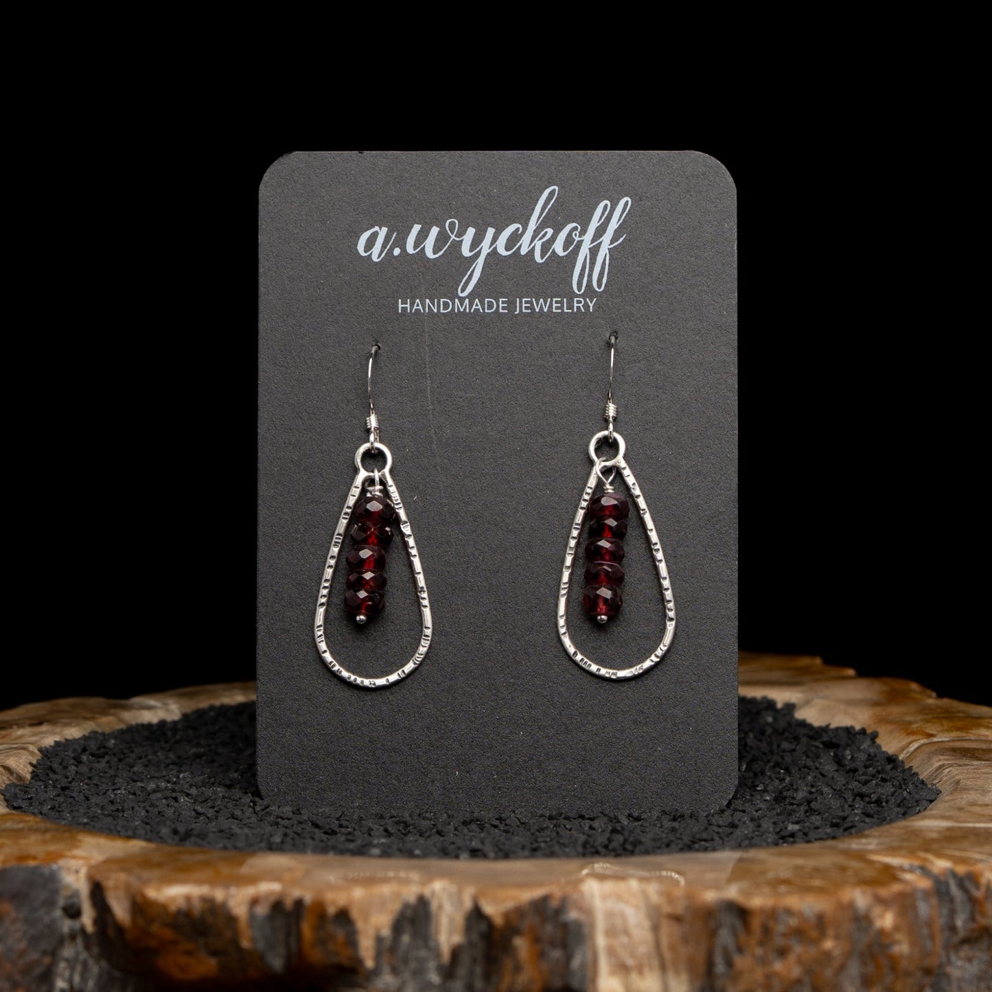 Garnet Silver Dangle Earrings