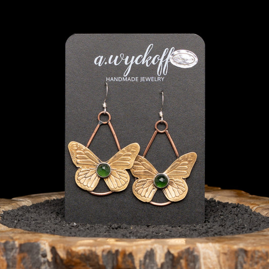 Brass Serpentine Butterfly Earrings