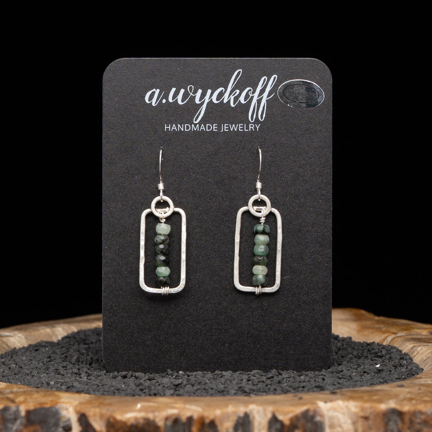 Emerald Silver Earrings