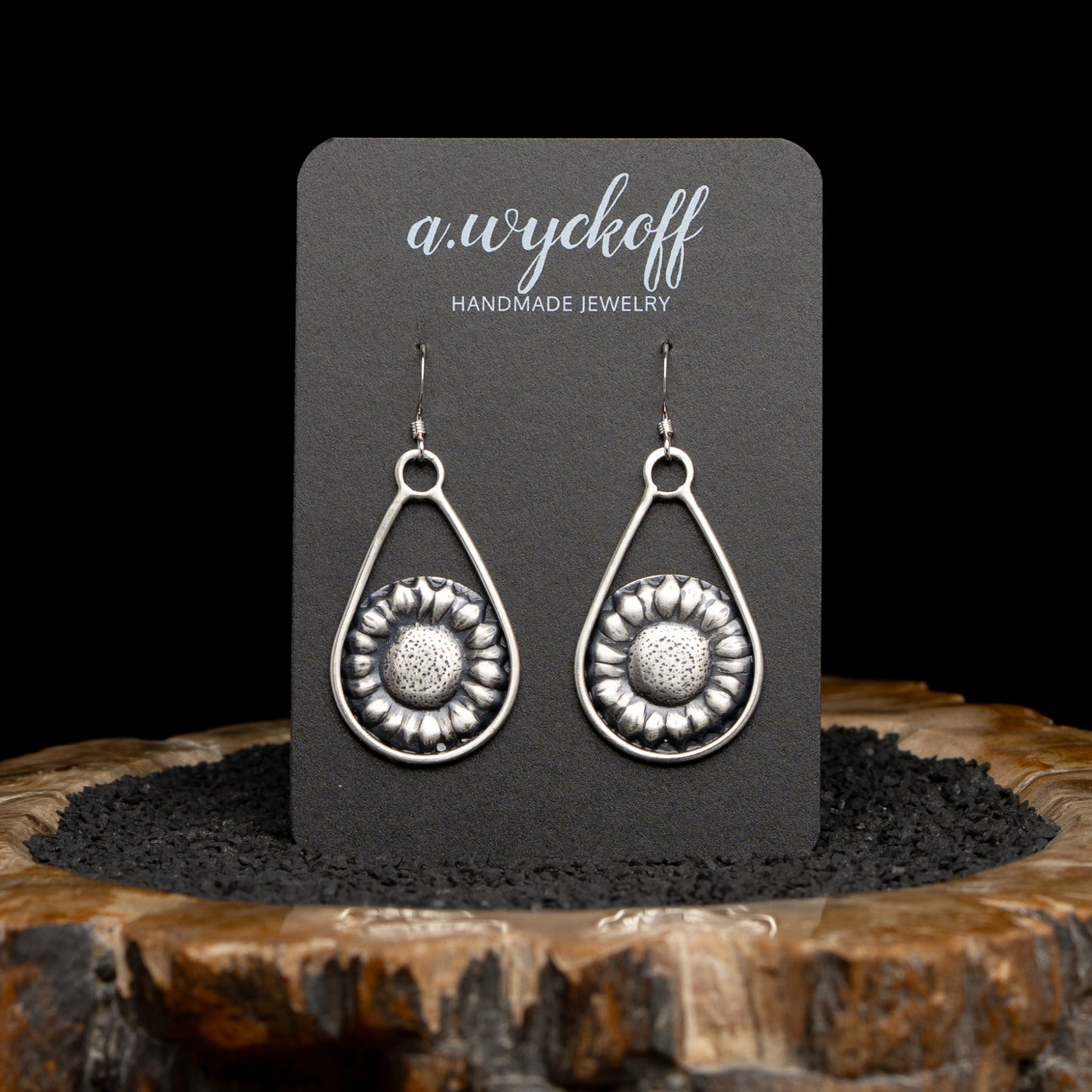 Silver Sunflower Earrings