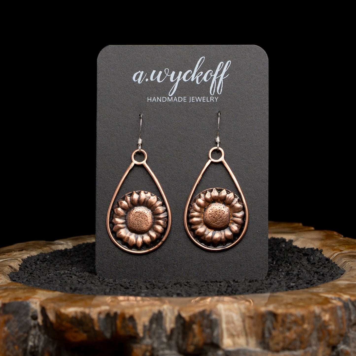 Copper Sunflower Earrings