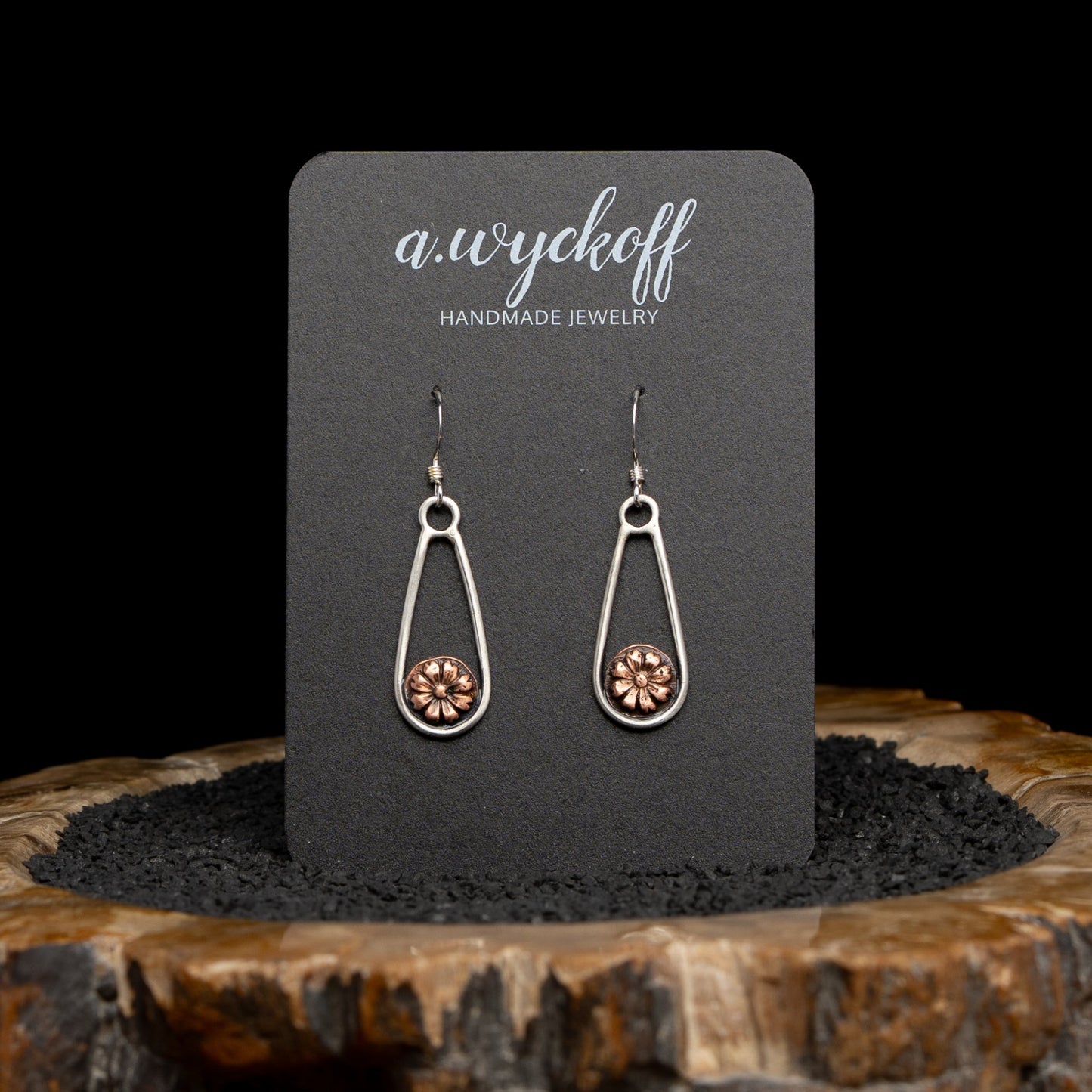 Silver & Copper Flower Earrings