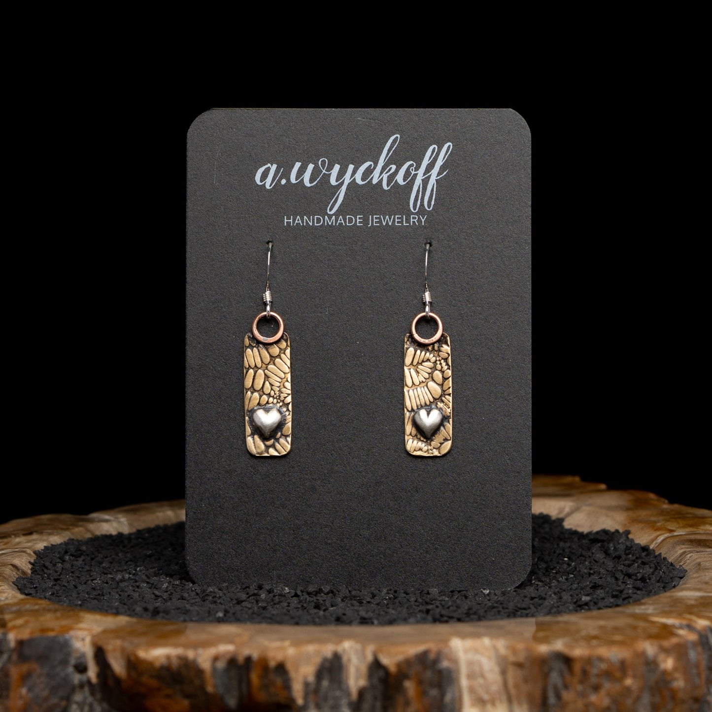 Brass & Silver Heart Earrings