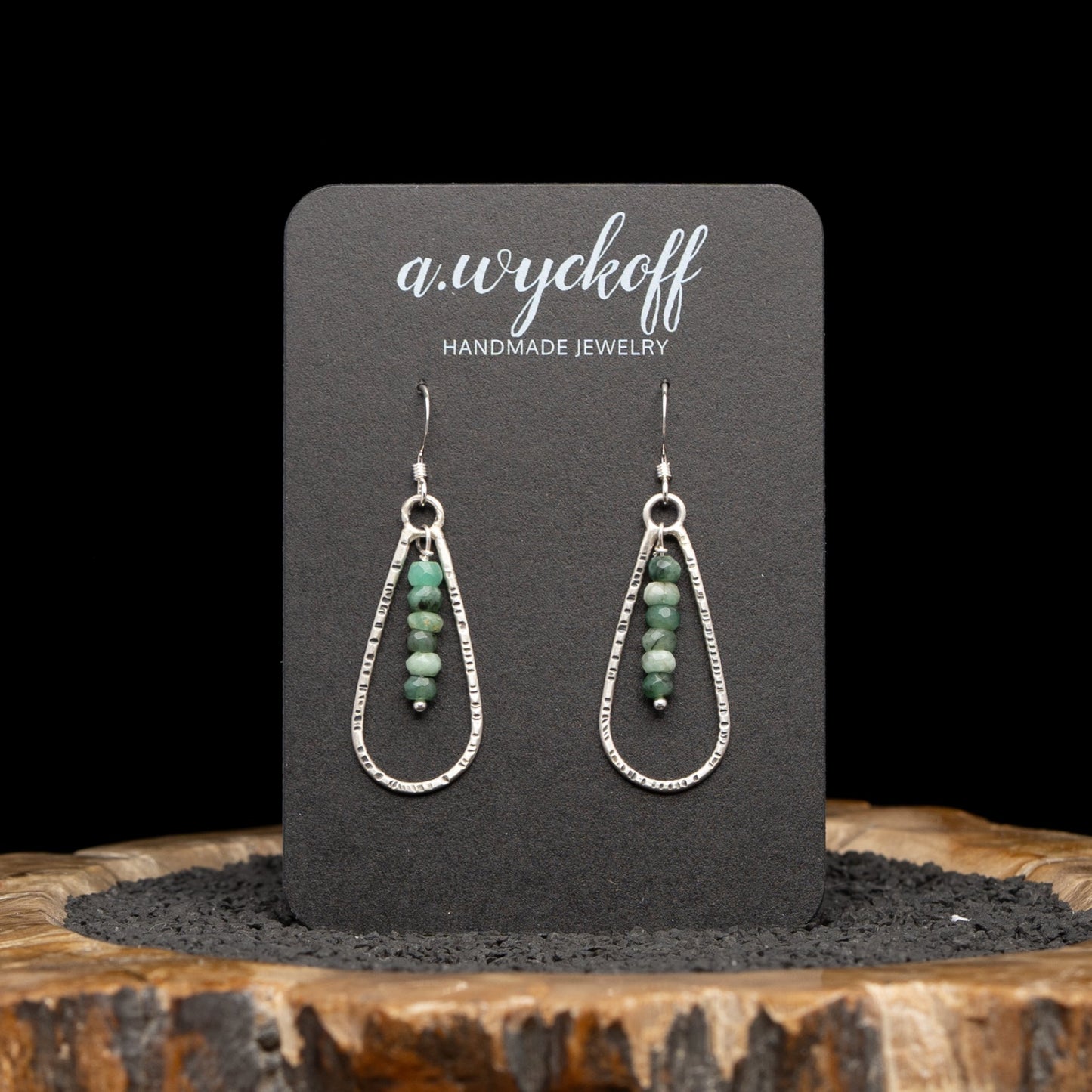 Emerald Silver Earrings