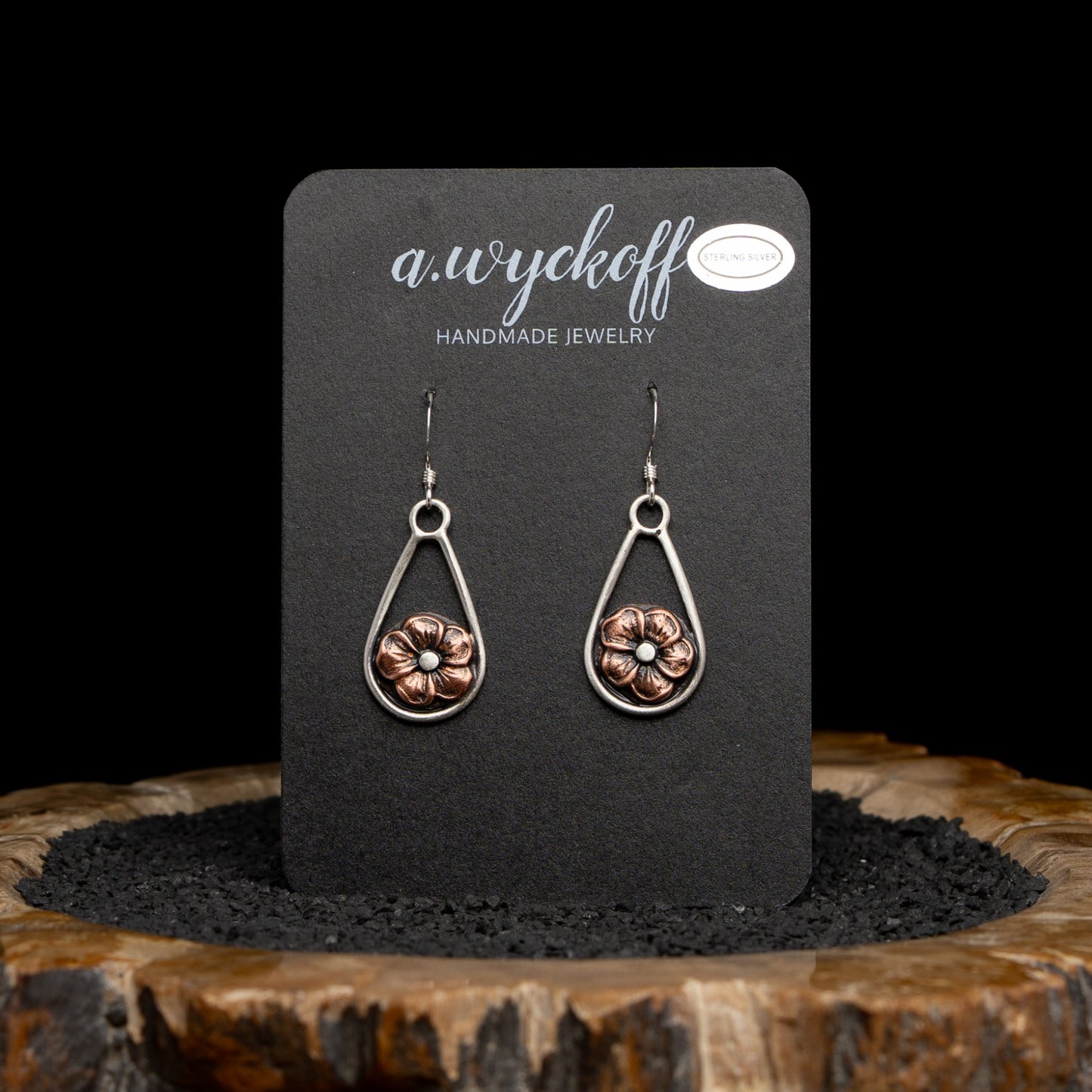 Pansy Silver & Copper Earrings