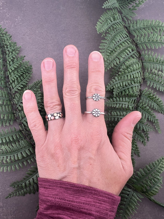 Silver Flower Ring Size 10