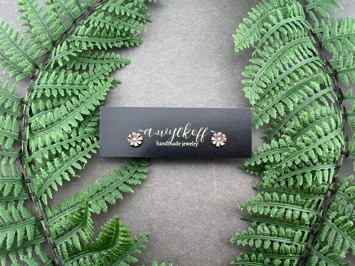 Copper Flower Post Earrings