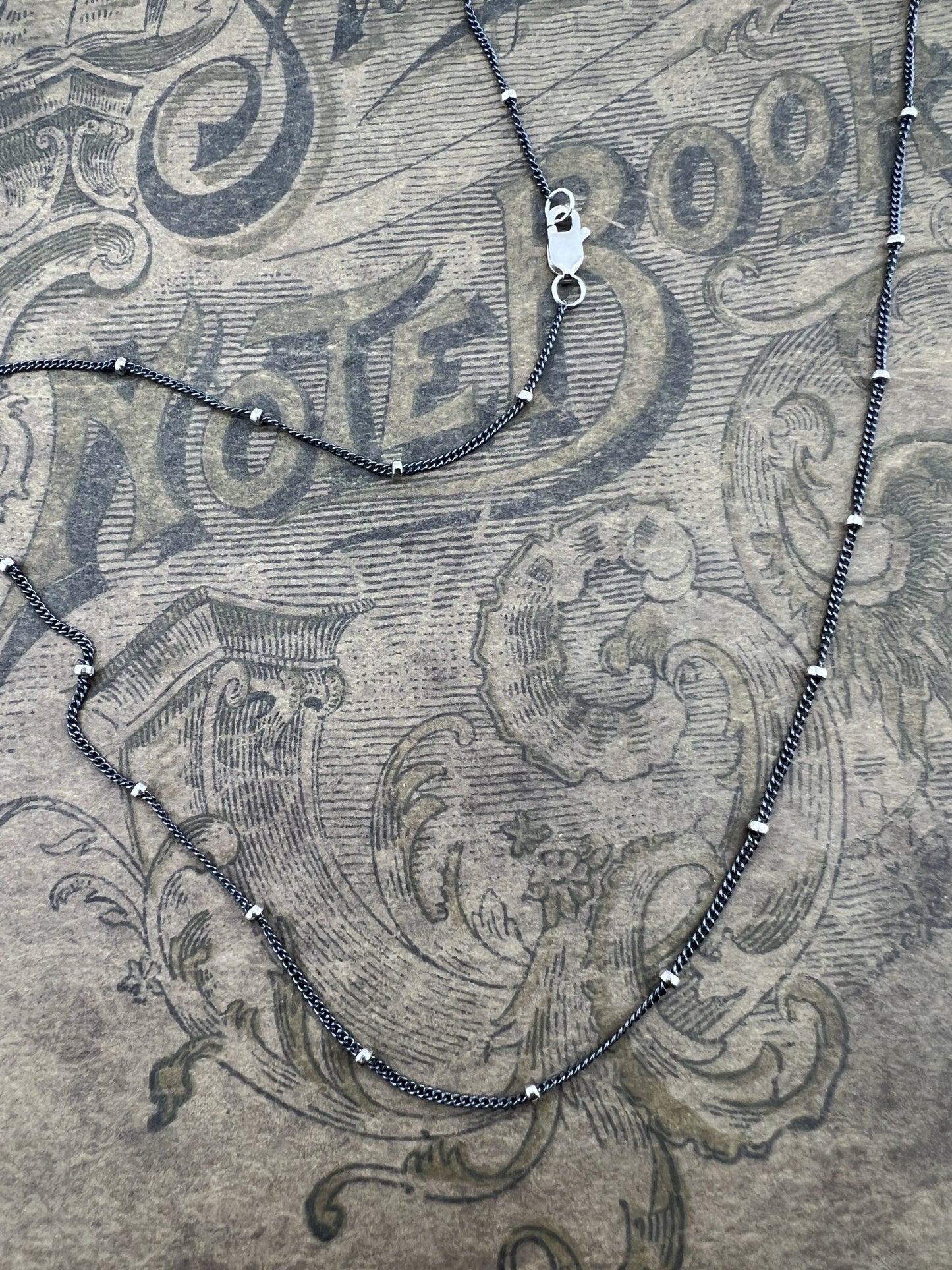 18" Dainty Oxidized Silver Chain
