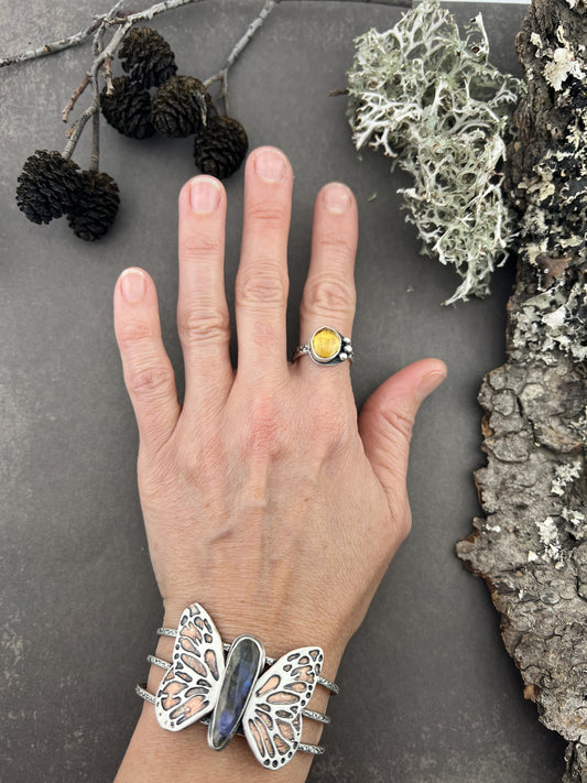 Citrine Silver Ring sz 8.25