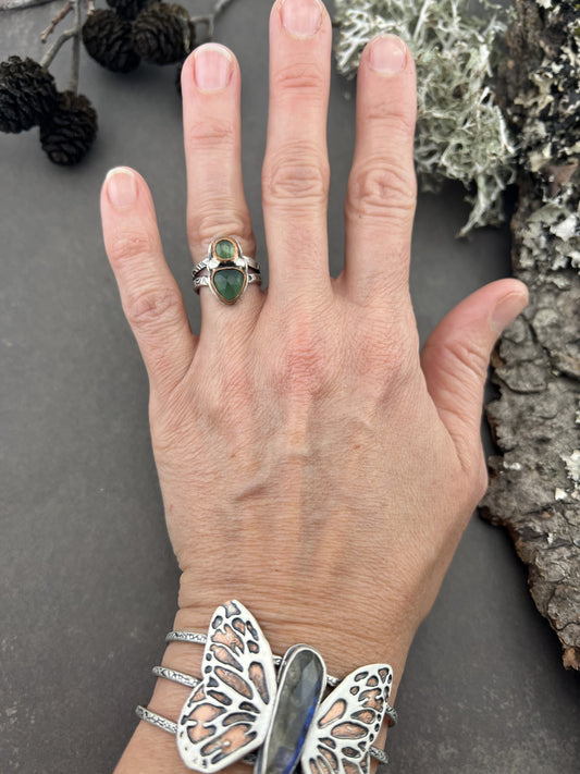 Serpentine Silver Ring sz 5.5