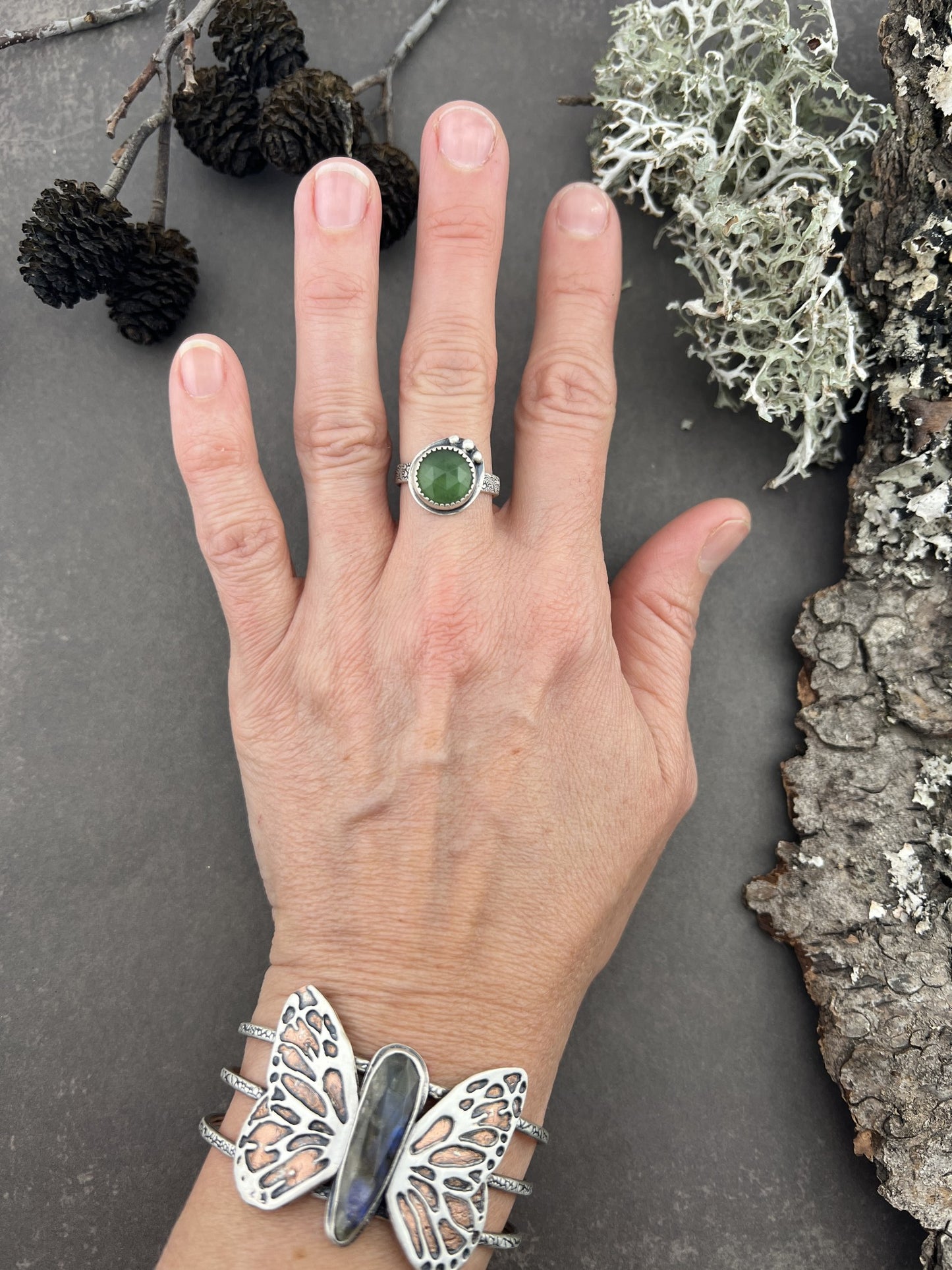 Serpentine Silver Ring sz 6.5