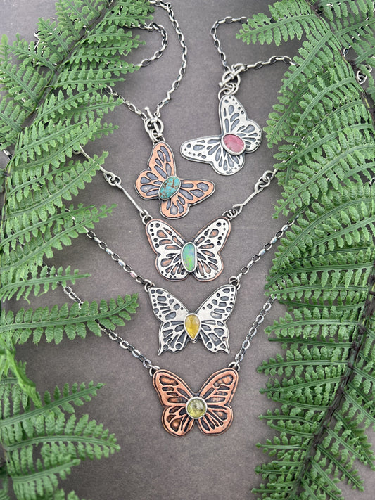 "BEAUTY" Tourmaline Butterfly Necklace