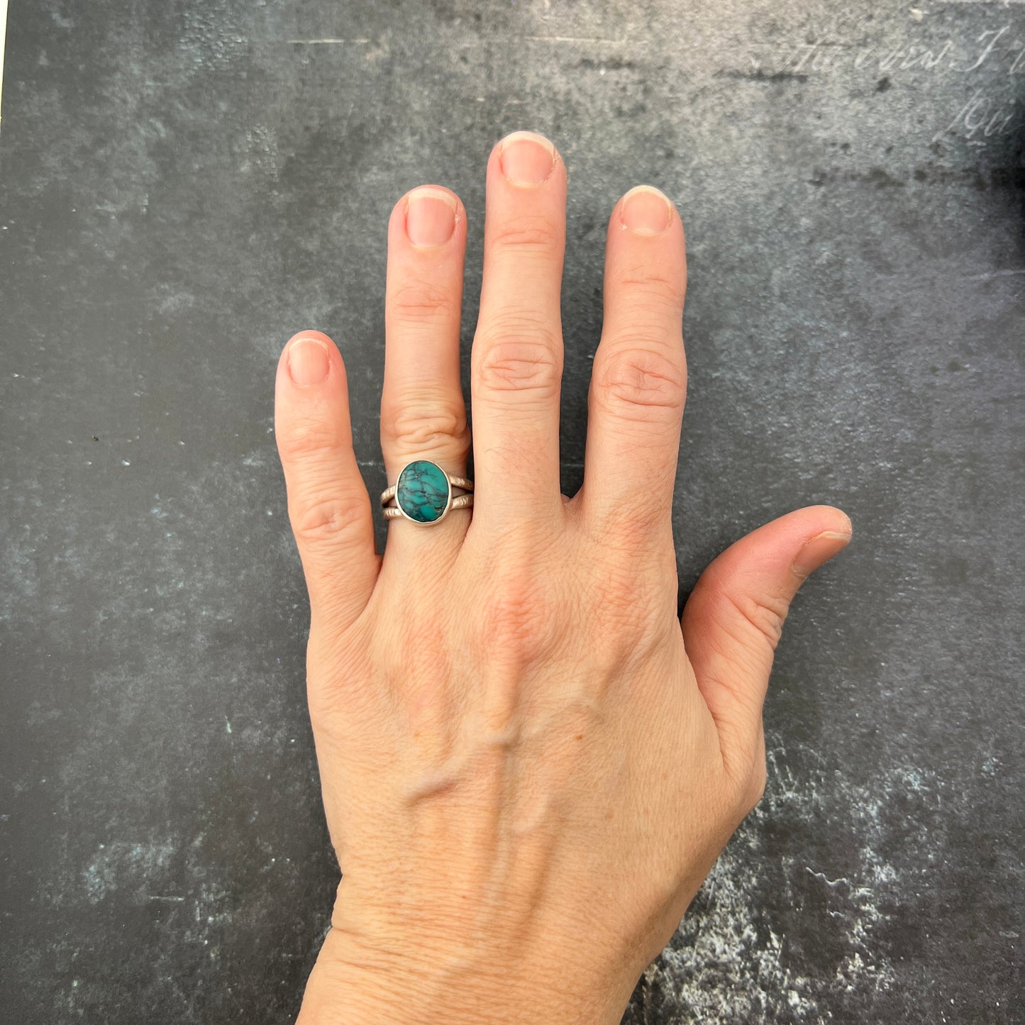 Turquoise Silver Ring sz 6.25