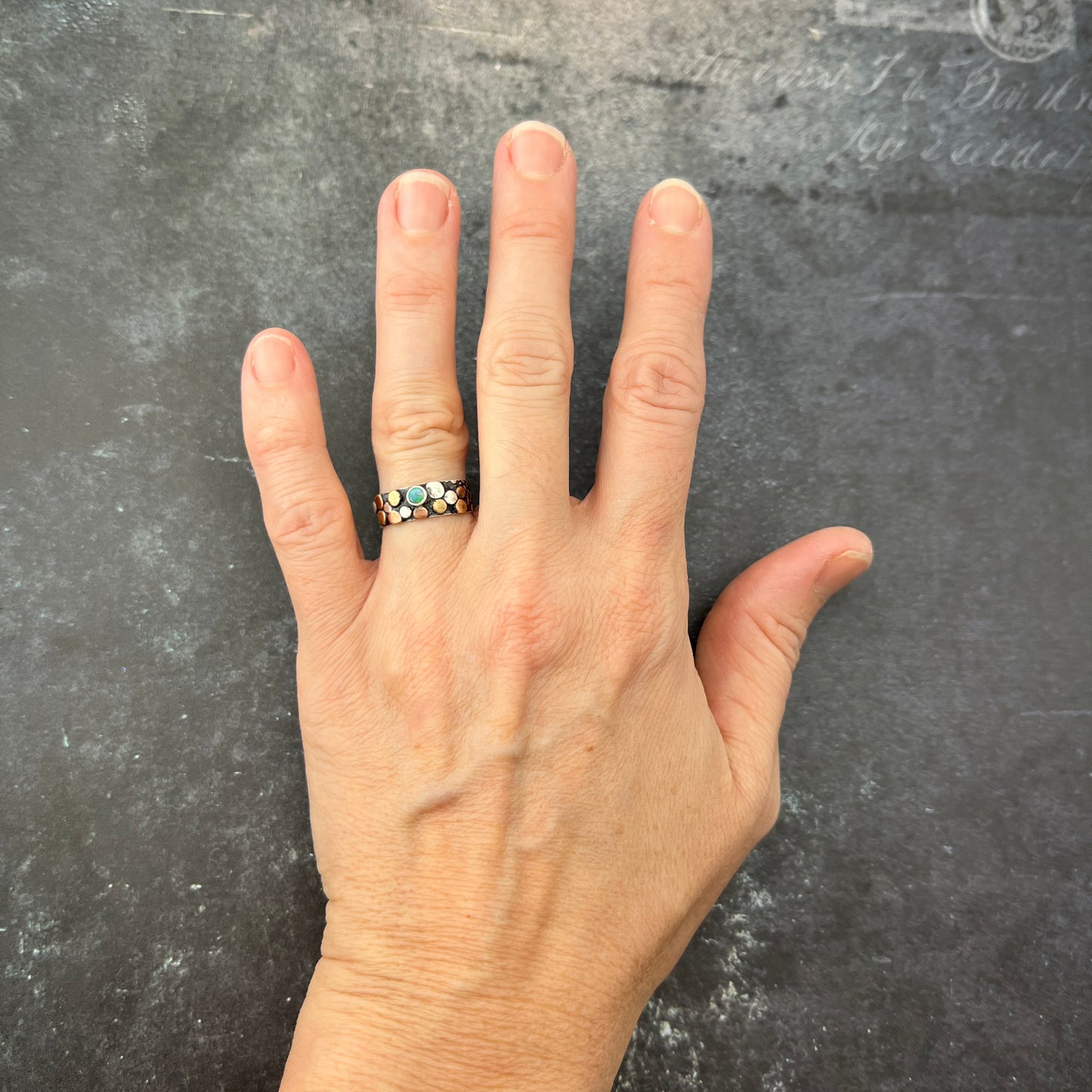 Opal River Rock Ring sz 5.5