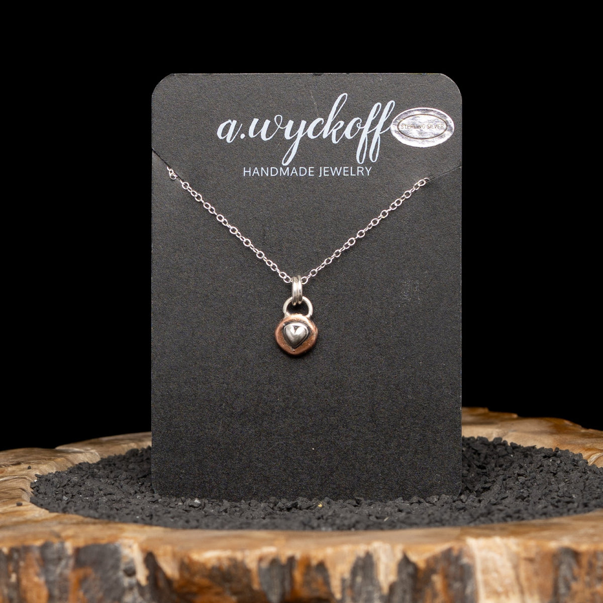 Silver and Copper Dainty Heart Necklace
