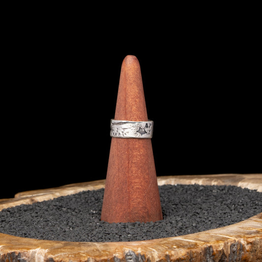 Birch Bark Silver Ring sz 8