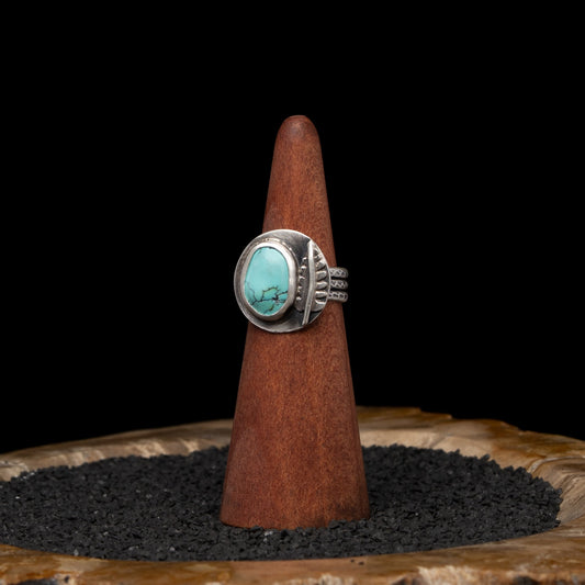 Turquoise Fern Ring sz 7.5