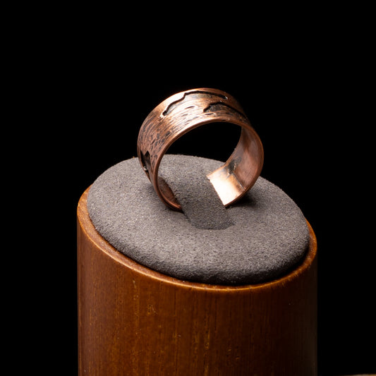 Copper Birch Bark Ring Size 9.5