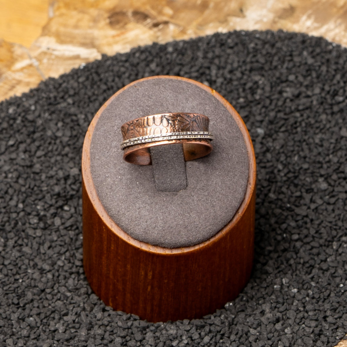 Copper & Silver Spinner Ring Size 10