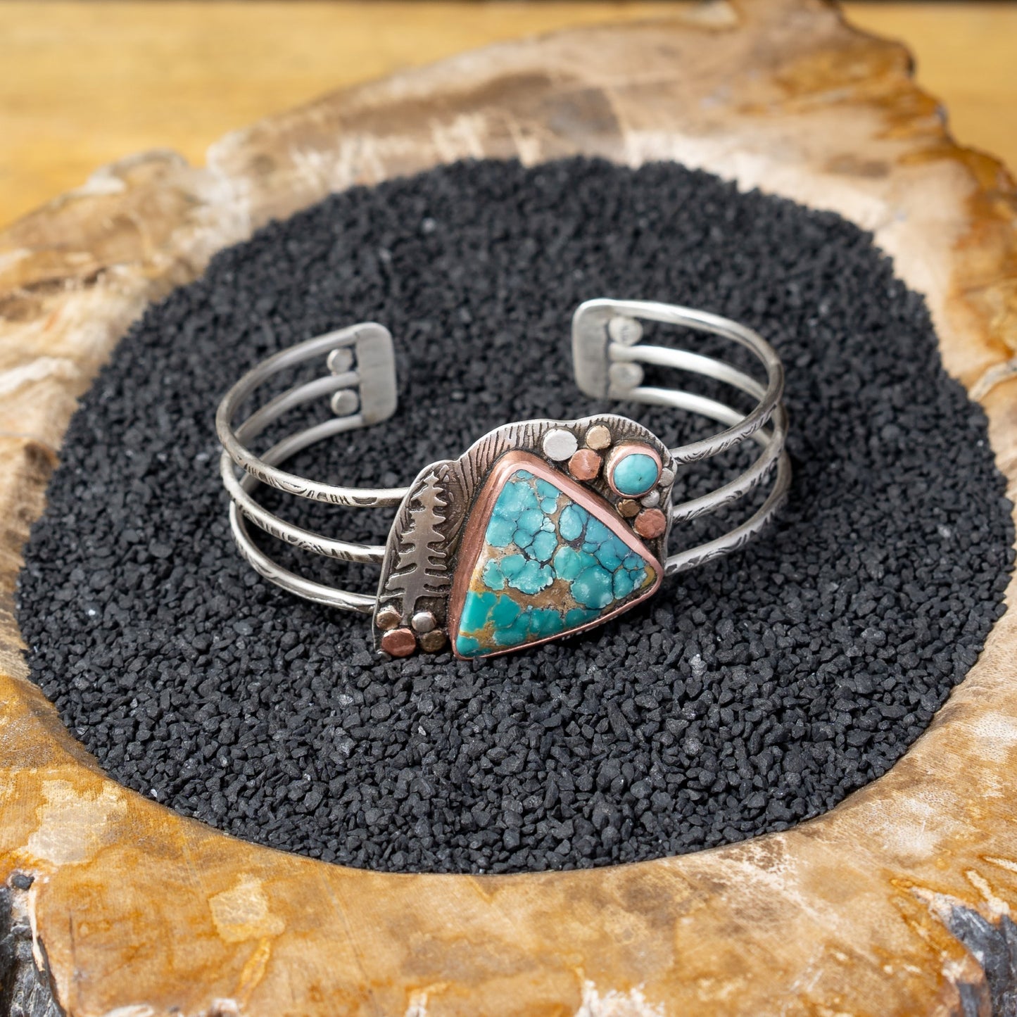 Silver Mexican Turquoise Tree Cuff