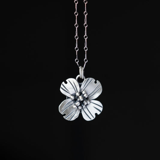 Silver Flowering Dogwood Necklace