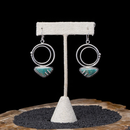 Carico Lake Turquoise Silver Hoop Earrings