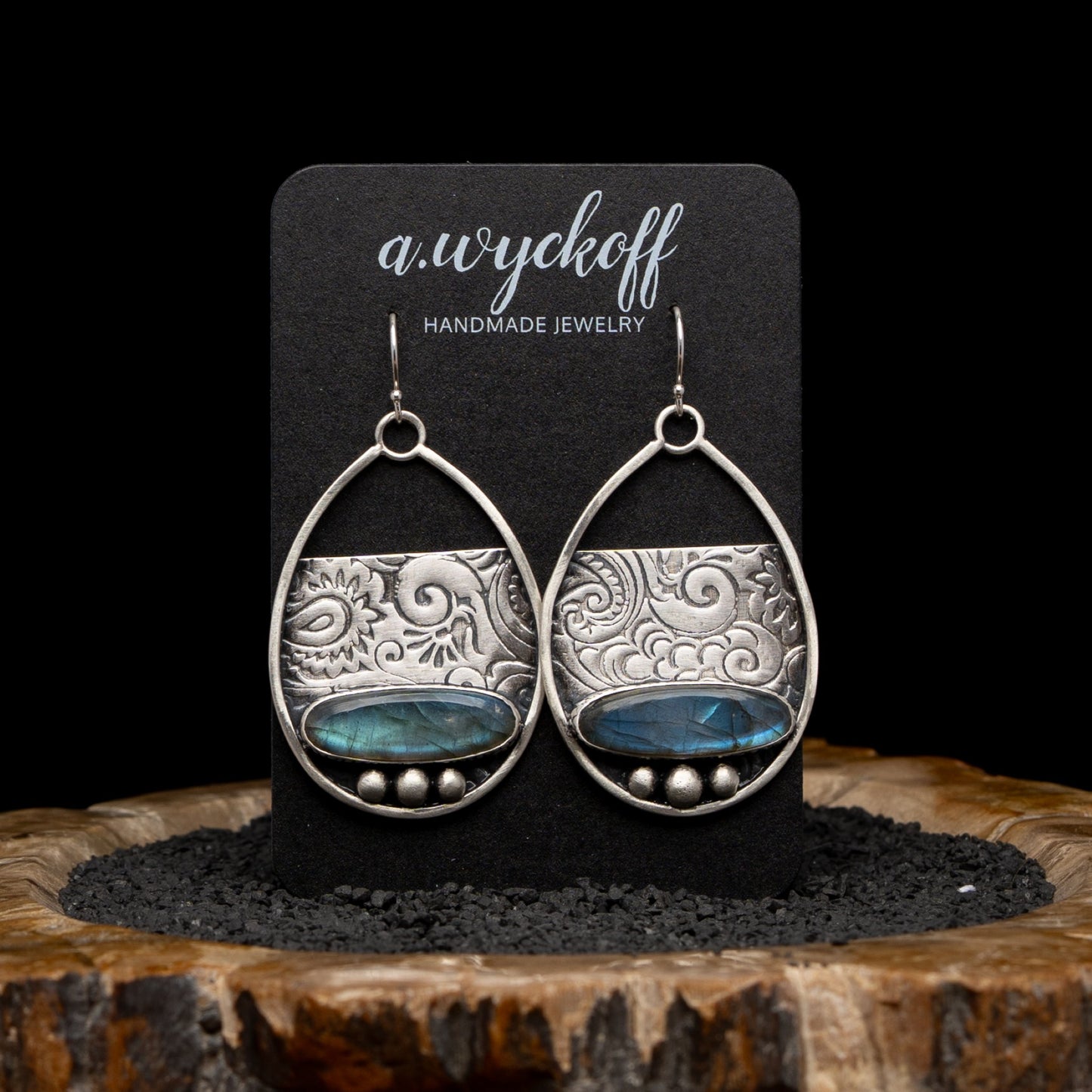 Silver Labradorite Earrings