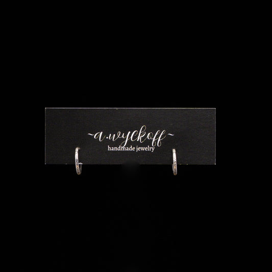 Silver Patterned Hoop Post Earrings