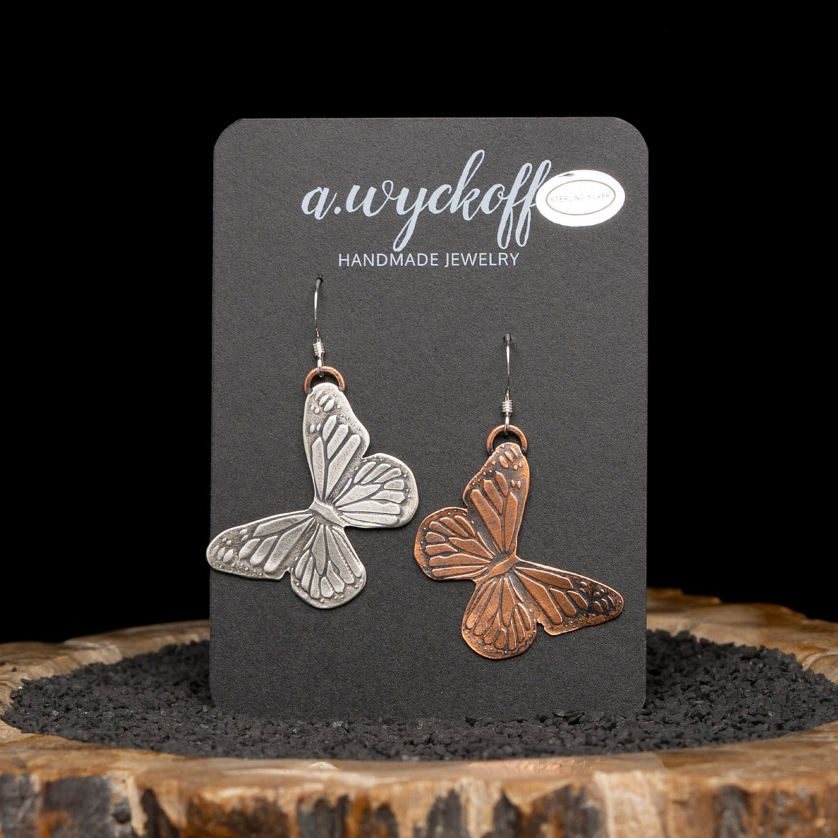 Silver & Copper Butterfly Earrings