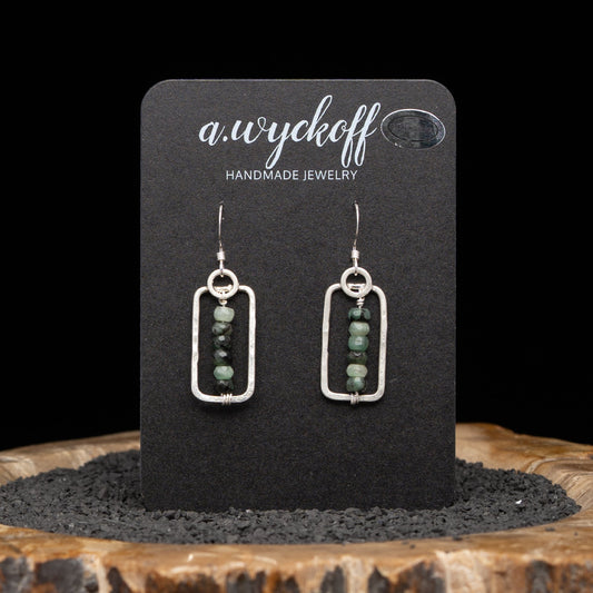 Emerald Silver Earrings