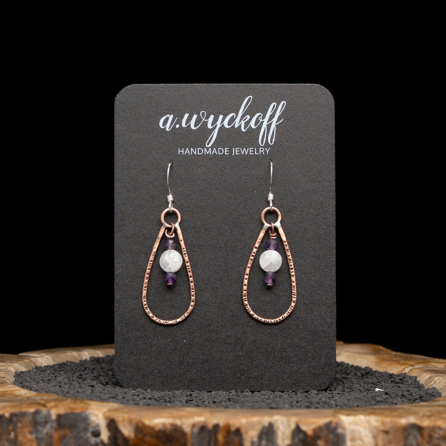Copper Amethyst & Moonstone Earrings