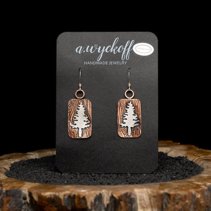 Copper & Silver Tree Earrings