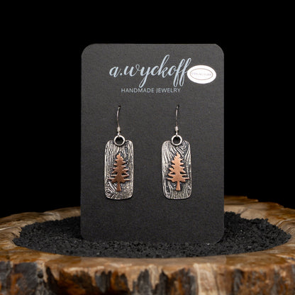 Silver & Copper Tree Earrings