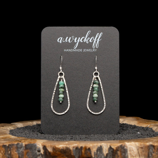 Emerald Silver Earrings