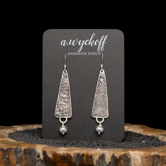 Silver Pearl Dangle Earrings