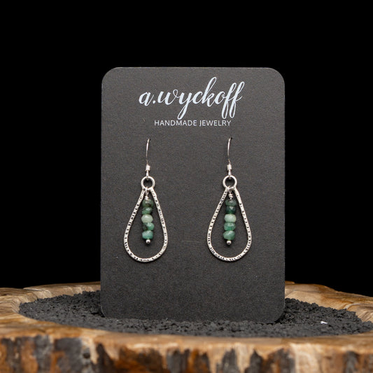 Emerald Silver Earrings