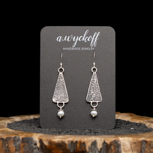 Silver Pearl Dangle Earrings