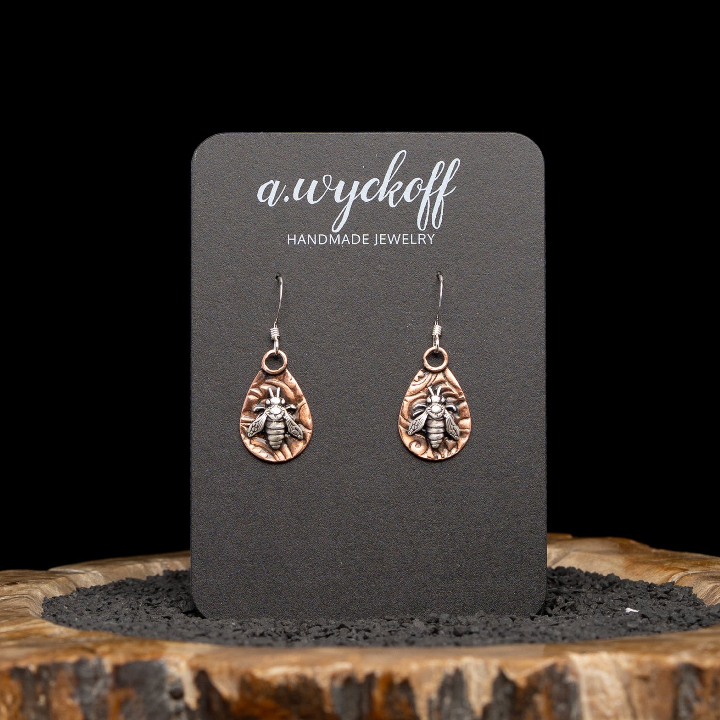 Copper & Silver Bee Earrings