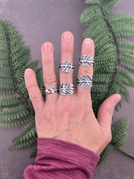 Silver Leaf Ring Size 7.25