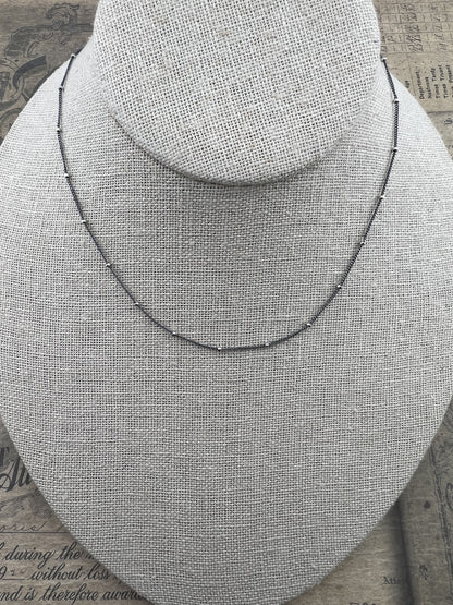 18" Dainty Oxidized Silver Chain