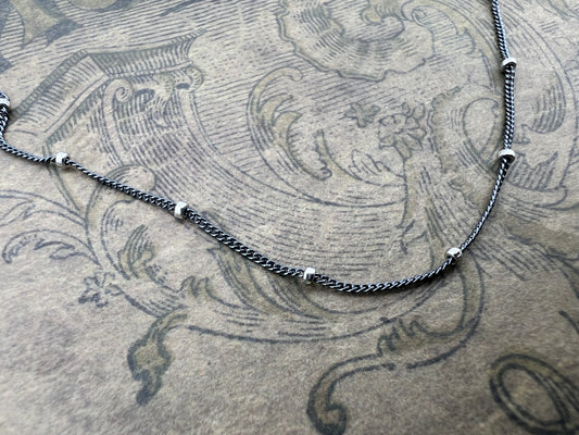 18" Dainty Oxidized Silver Chain