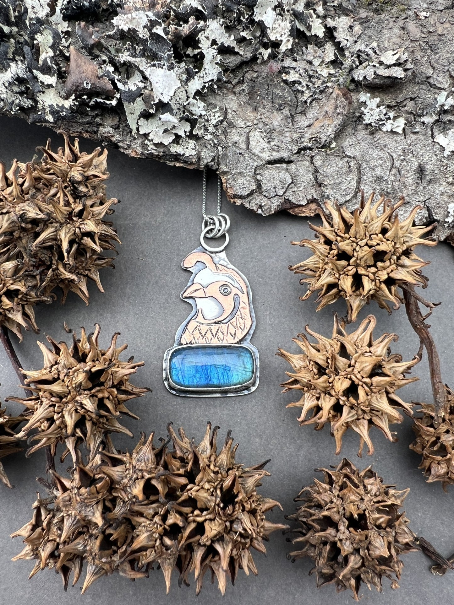 Labradorite Quail Necklace