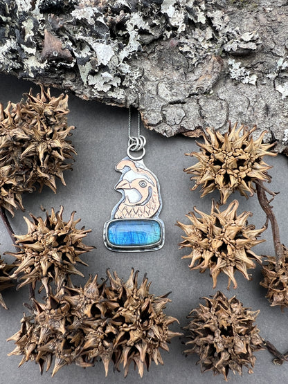 Labradorite Quail Necklace