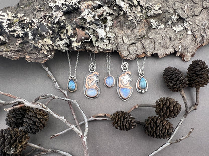 Moonstone Baby Quail Necklace