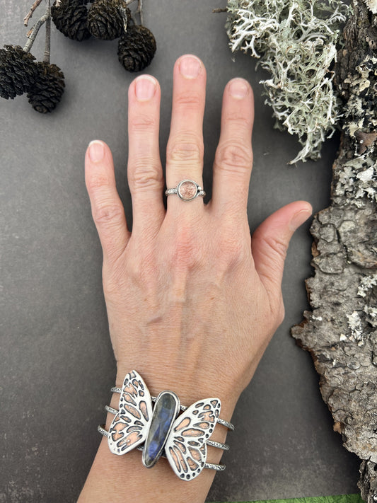 Strawberry Quartz Silver Ring sz 6