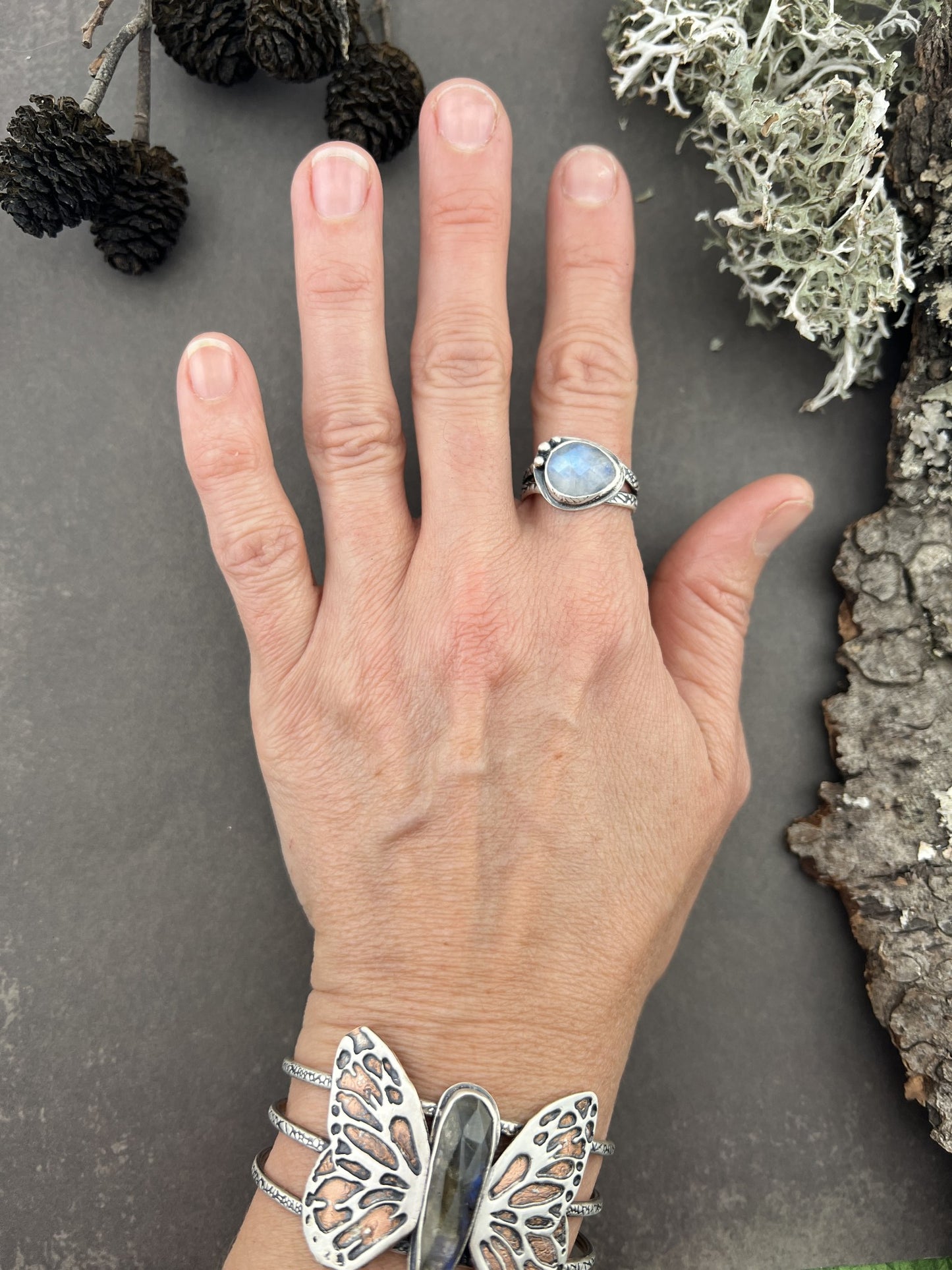 Moonstone Silver Ring sz 9