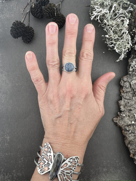 Sponge Coral Silver Ring sz 6