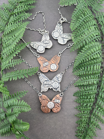 "BEAUTY" Tourmaline Butterfly Necklace