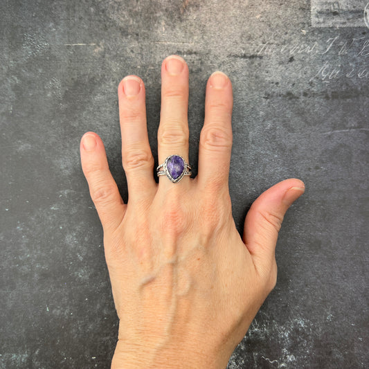 Charoite Silver Ring sz 7