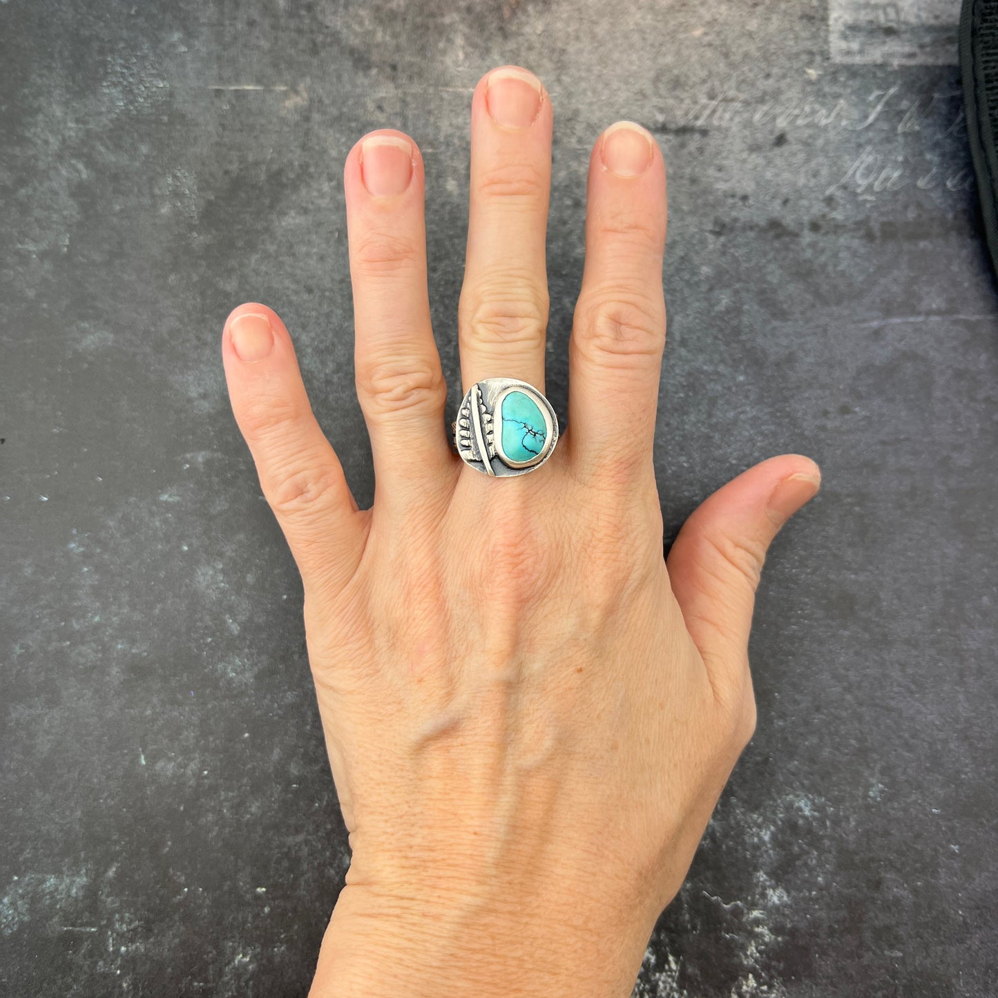 Turquoise Fern Ring Sz 9.5